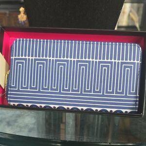 Trina Turk Blue and White Geometric Wallet